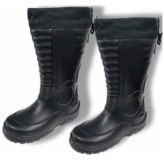 Lightweight Waterproof Black Boots With Draw String Top Closure