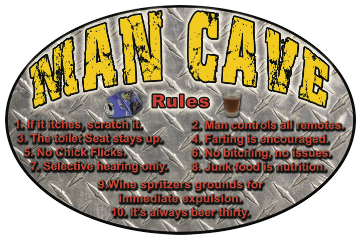 Tin Sign ''Man Cave'' Large Oval 