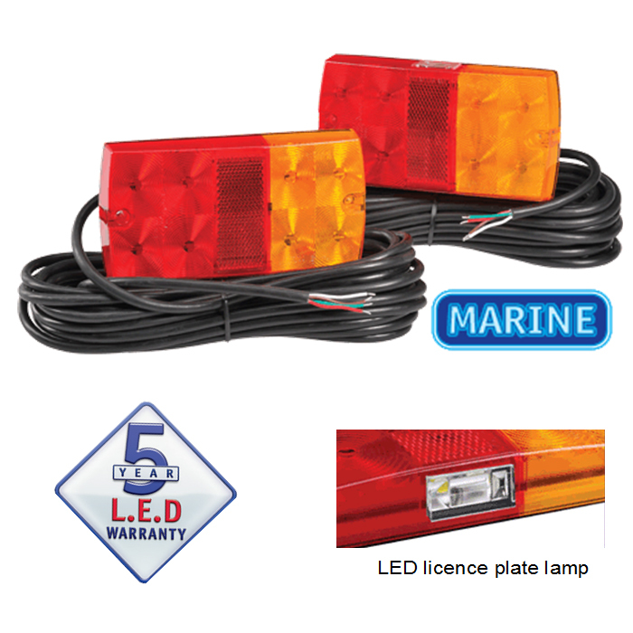 L.E.D Slimline Submersible Trailer Lamp Pack 12 Volt