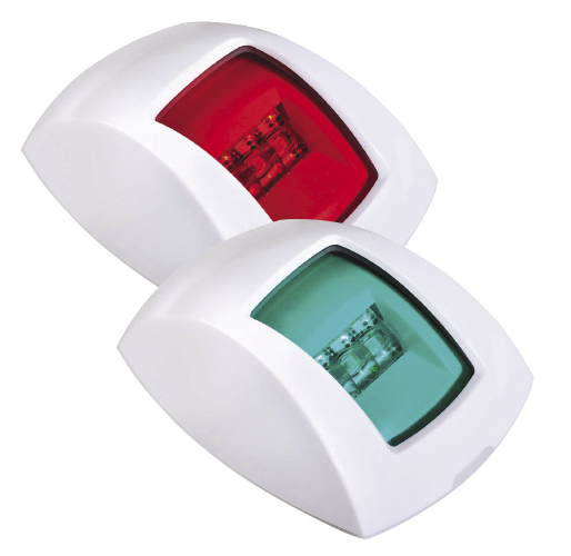 Port And Starboard LED Navigation Lights With Colour Lens White Body