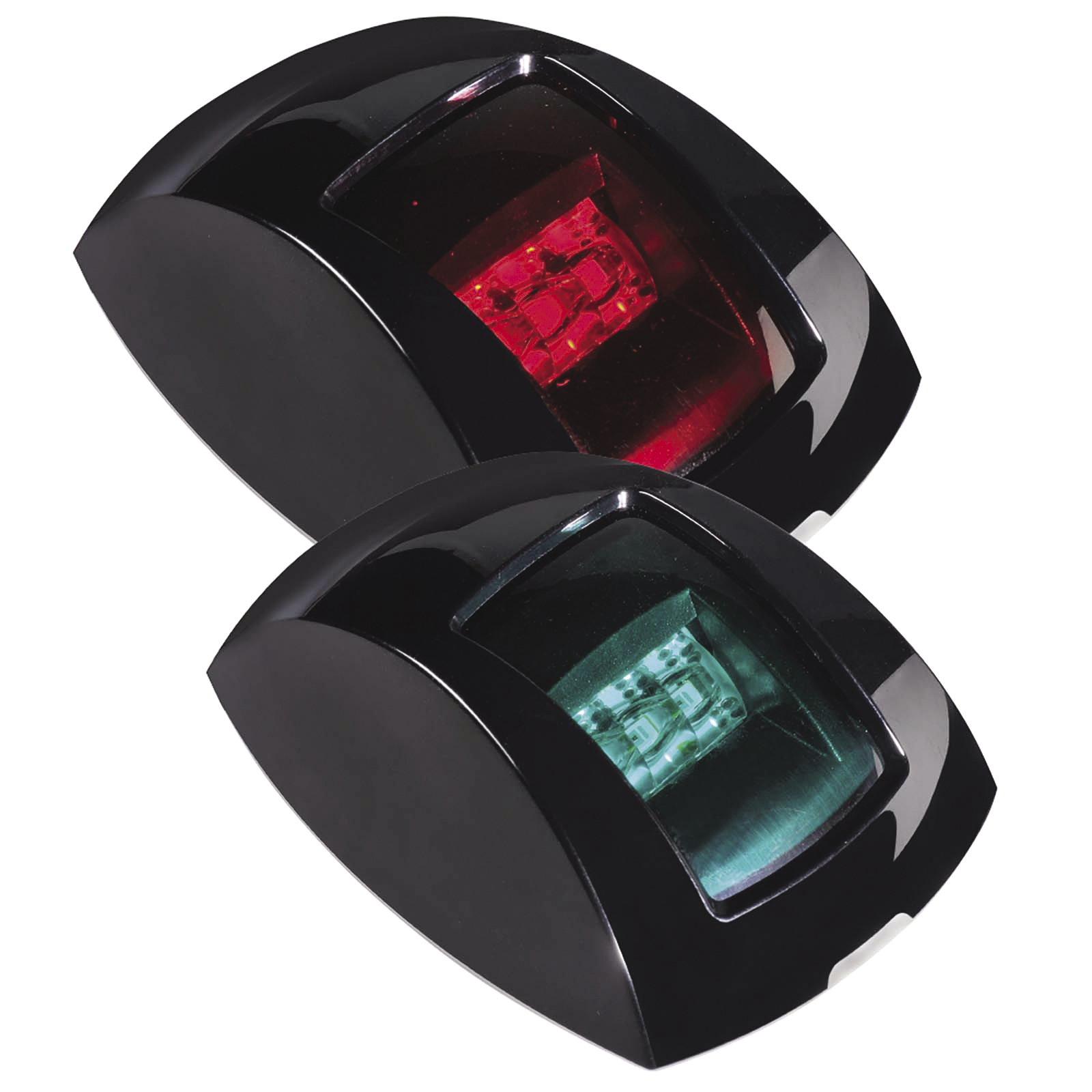 Port And Starboard LED Navigation Lights With Colour Lens Black Body