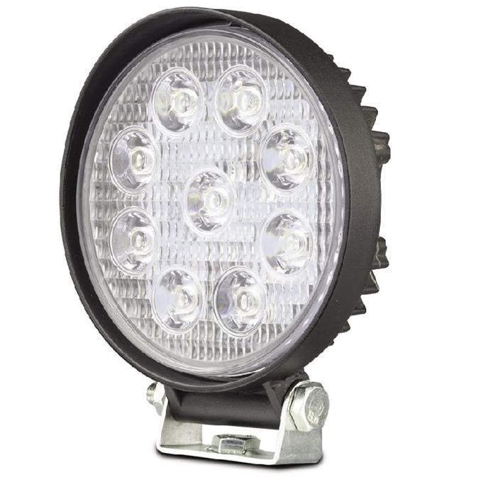 LED 27 Watt Round Work Flood Lamp Black Body 9-32 Volt 