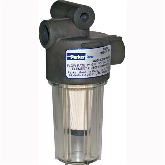 Parker Hannifin RACOR 025 Series In-Line Fuel Pre-Filter With See Through Bowl And Mounting Head Parker-Hannifin
