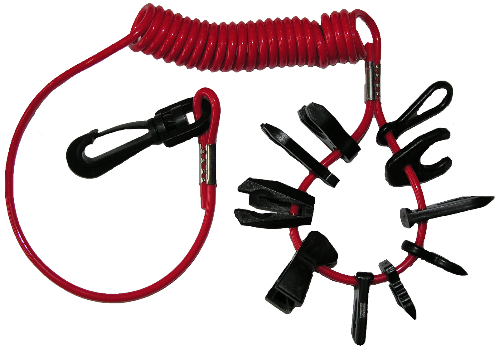 10 Key Emergency Cut-Off Kill Switch Key Kit With Coiled Safety Lanyard And Convenient Swivel Snap Hook 