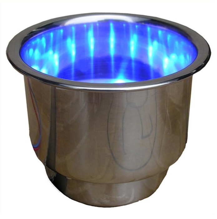 Recessed Drink Holder Stainless Steel With LED Blue Light 