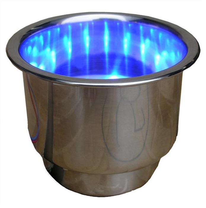 Recessed Drink Holder Stainless Steel With LED Blue Light