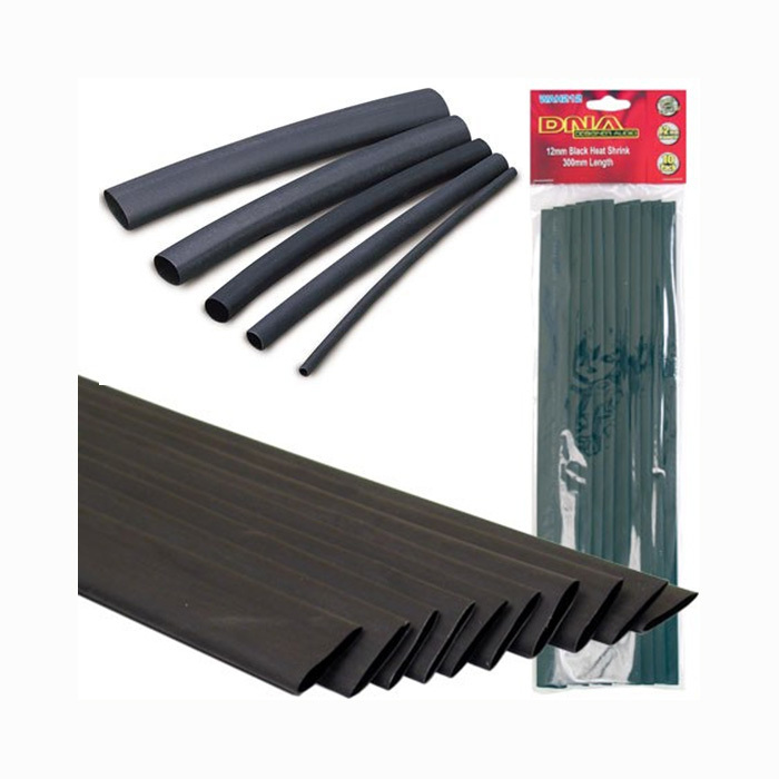 Heat Shrink Flexible Tubing With Glue For Electrical Installations Black 