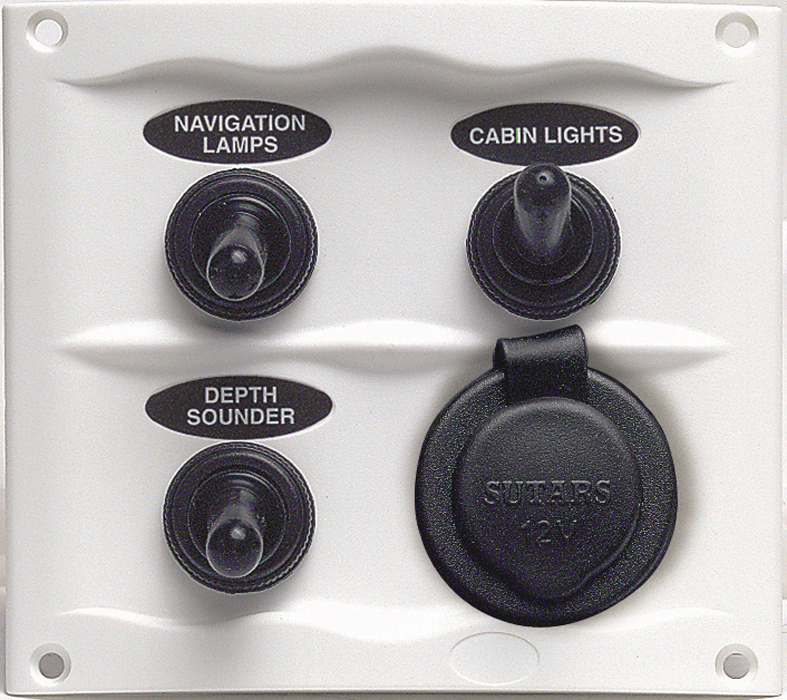 BEP Marinco 3 Gang Splash Proof Switch Panel With Power Socket