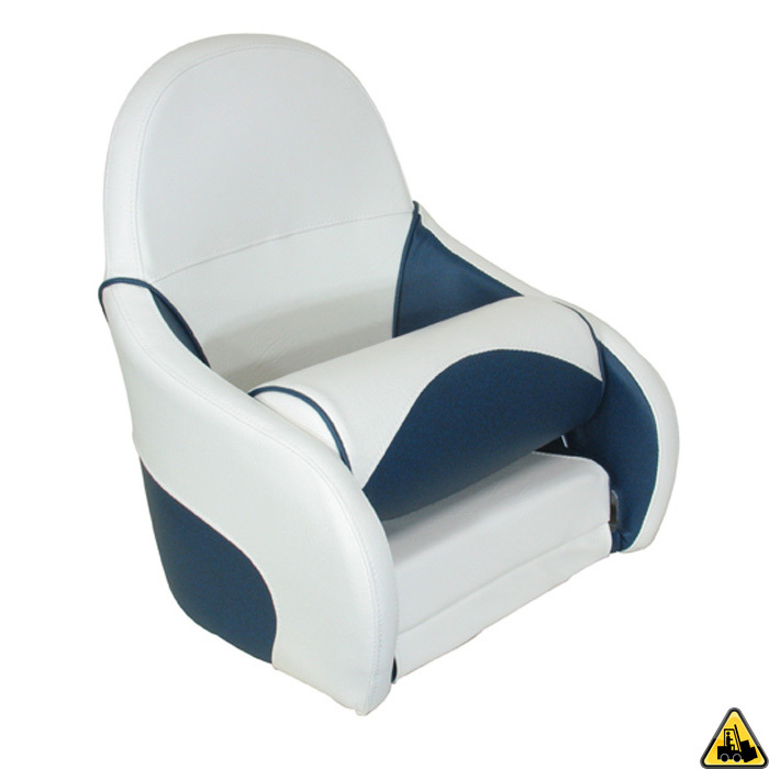 Ocean Deluxe Flip-Up Bucket Seat White Blue Upholstery 