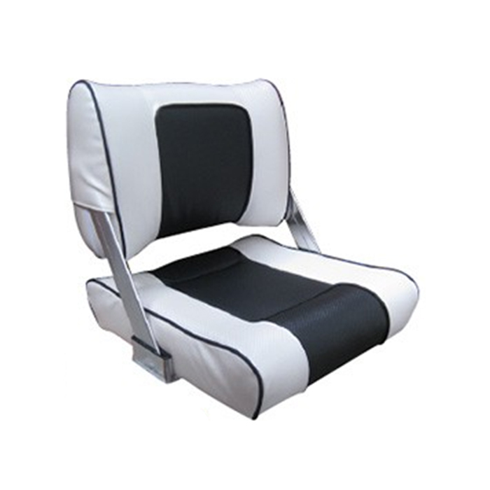 Flip Back Boat Seat White Black Upholstery