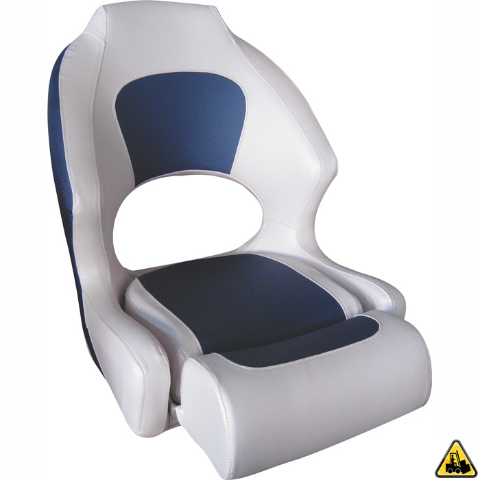 Sports Deluxe Flip-Up Bucket Seat White And Blue Upholstery