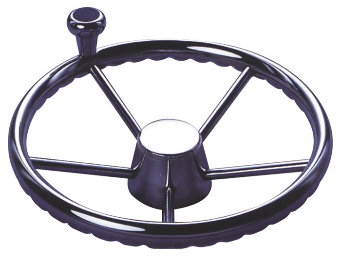 Five Spoke Stainless Steel Steering Wheel With Swivel Knob 393mm Diameter