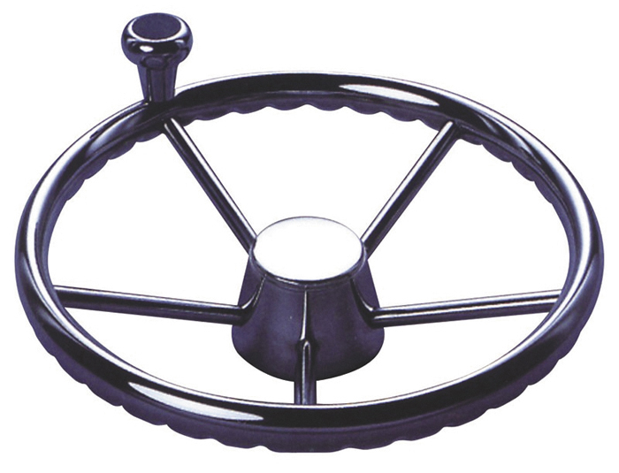 Five Spoke Stainless Steel Steering Wheel With Swivel Knob 393mm Diameter 