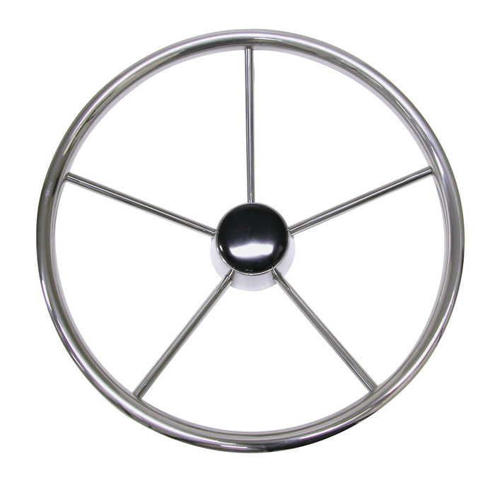 Five Spoke Stainless Steel Steering Wheel 387mm Diameter