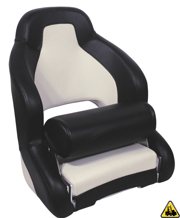 Heavy Duty H52 Flip Up Compact Seat With Folding Bolster White With Black Upholstery