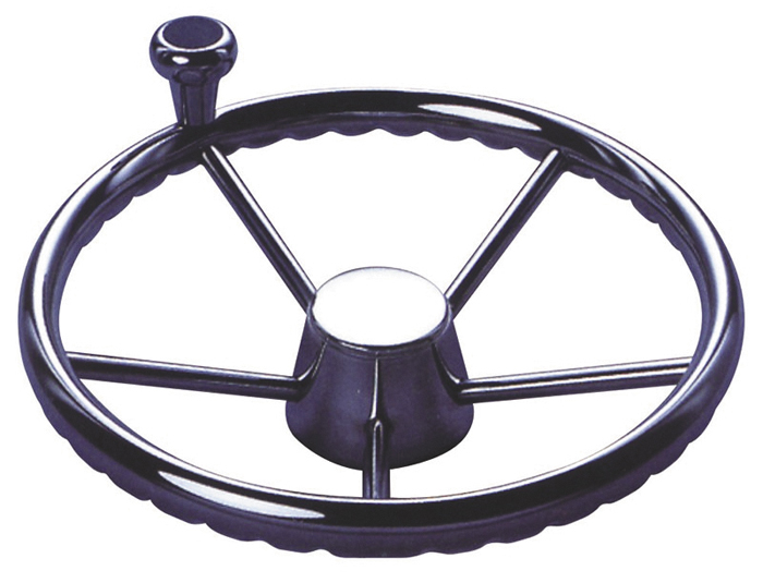Five Spoke Stainless Steel Steering Wheel With Swivel Knob 340mm Diameter 