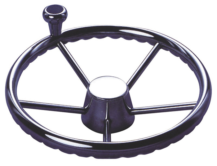 Five Spoke Stainless Steel Steering Wheel With Swivel Knob 340mm Diameter