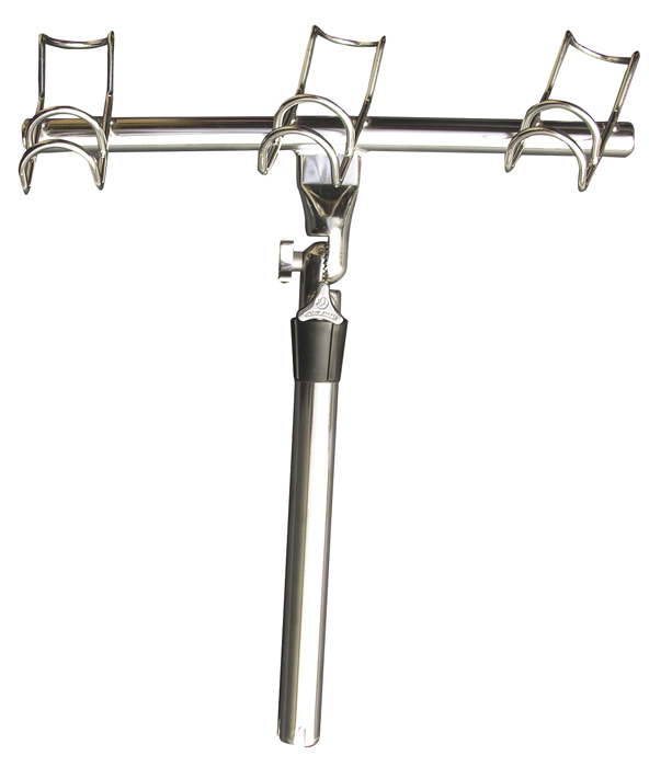 Stainless Steel 3 Rod Holder With Adjustable 3-Way Joint Rail Mount 
