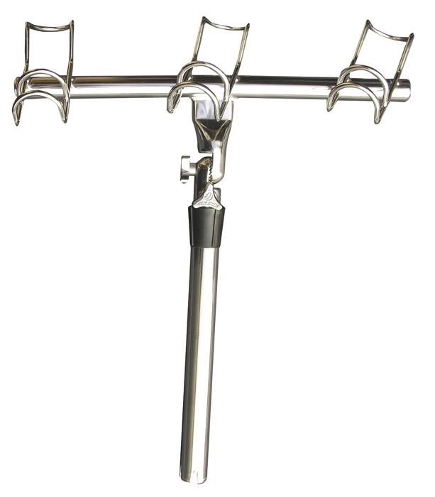 Stainless Steel 3 Rod Holder With Adjustable 3-Way Joint Rail Mount