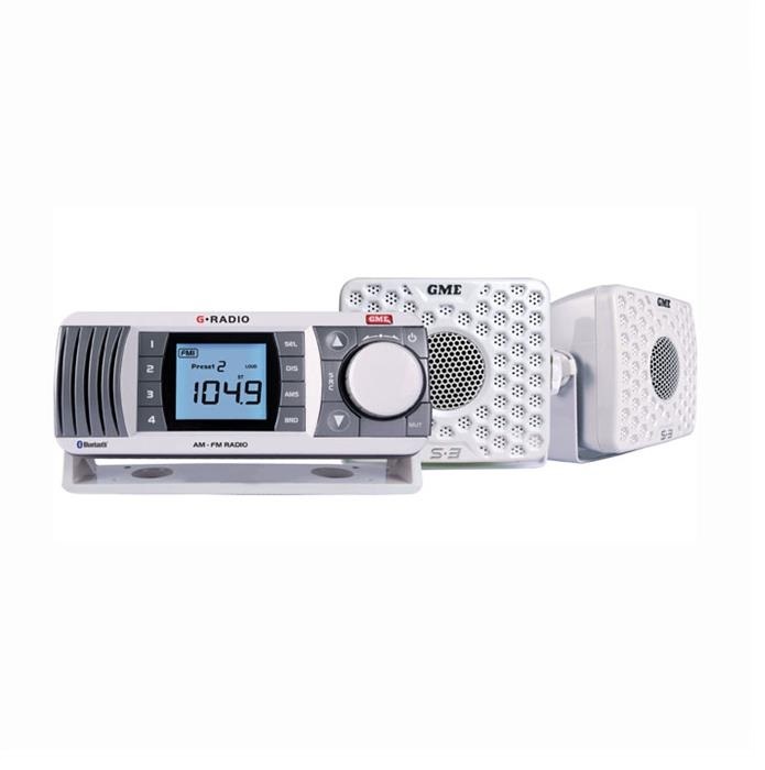 GME GR300BT Marine AM/FM Stereo With Bluetooth Wireless Connectivity And GS300 Speakers GME
