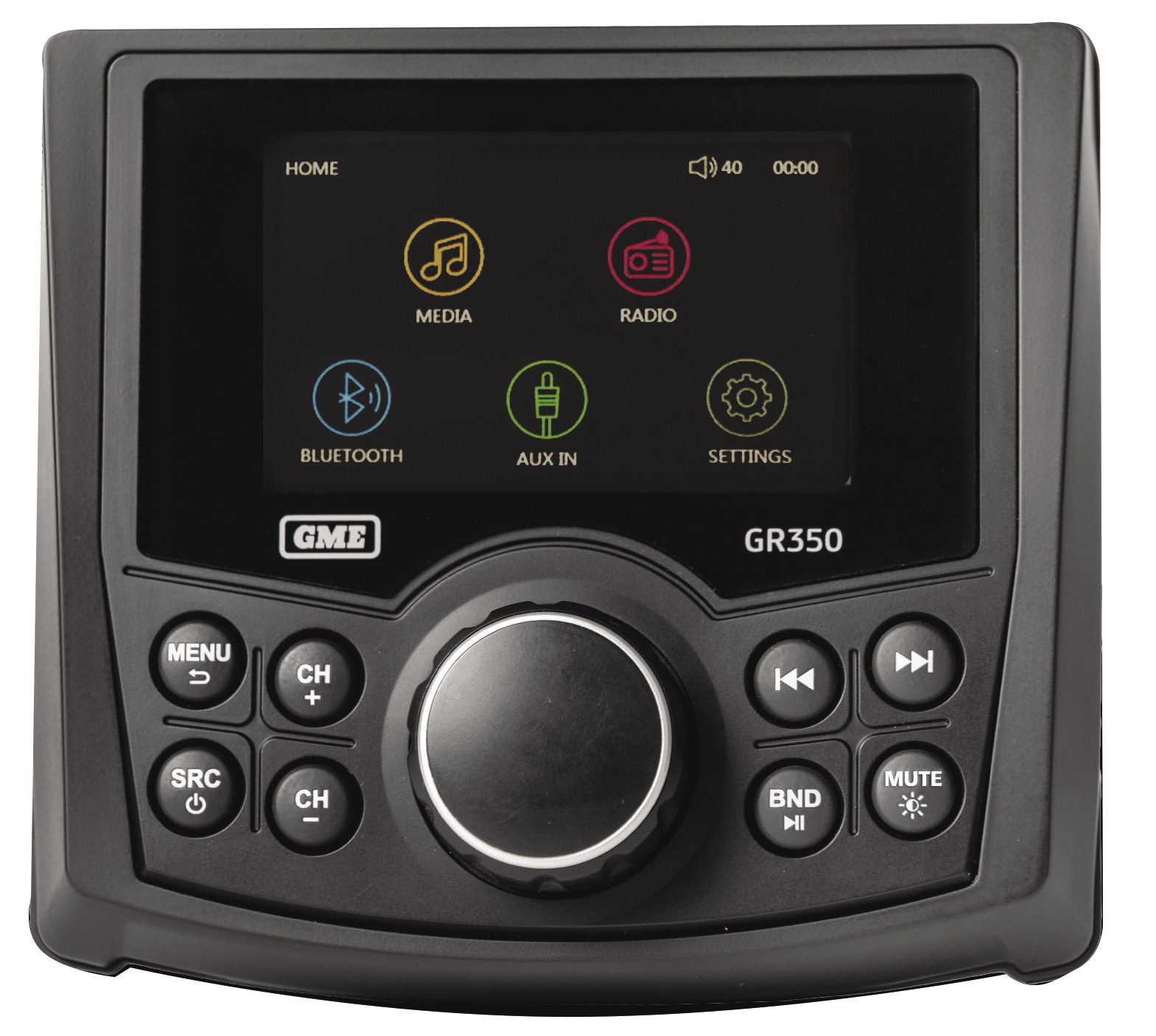 GME GR350BT Compact Marine AM/FM Stereo With Bluetooth Wireless Connectivity Black GME