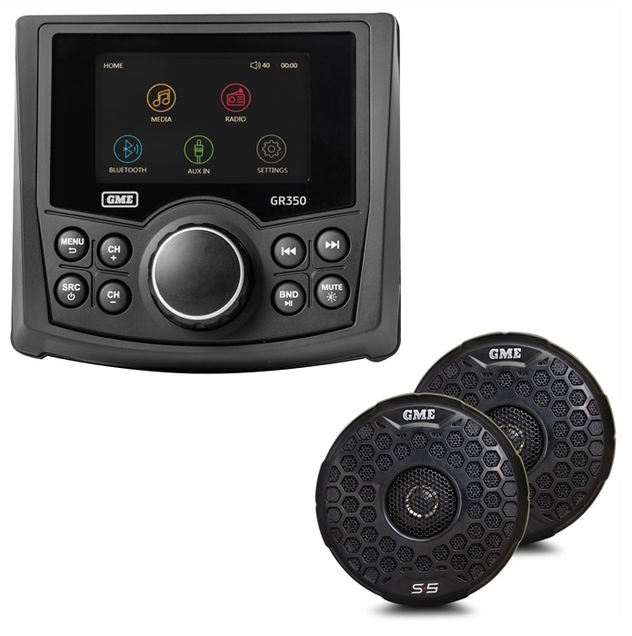 GME GR350BT Compact Marine AM/FM Stereo With Bluetooth Wireless Connectivity And Speakers GME
