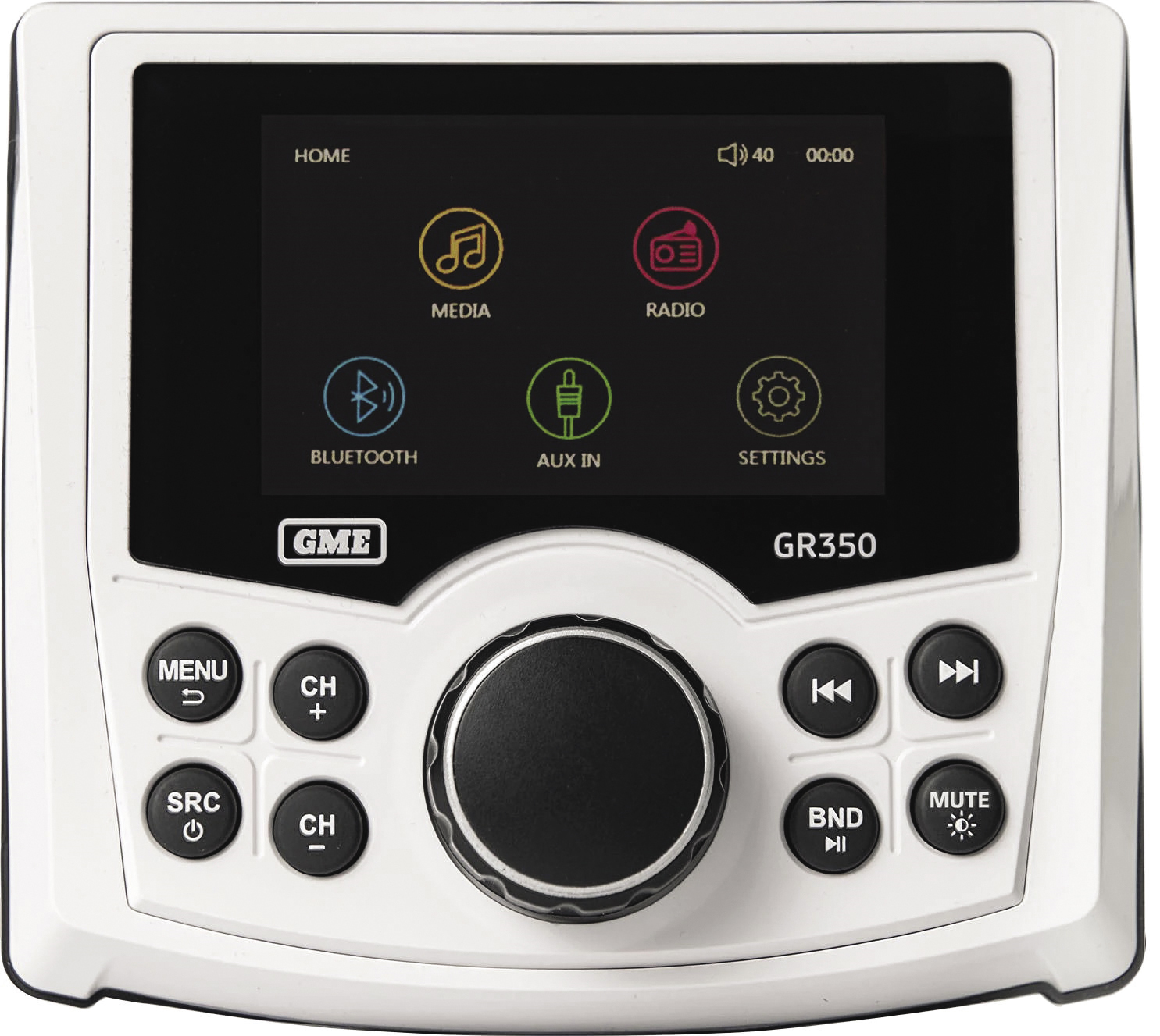 GME GR350BT Compact Marine AM/FM Stereo With Bluetooth Wireless Connectivity White GME