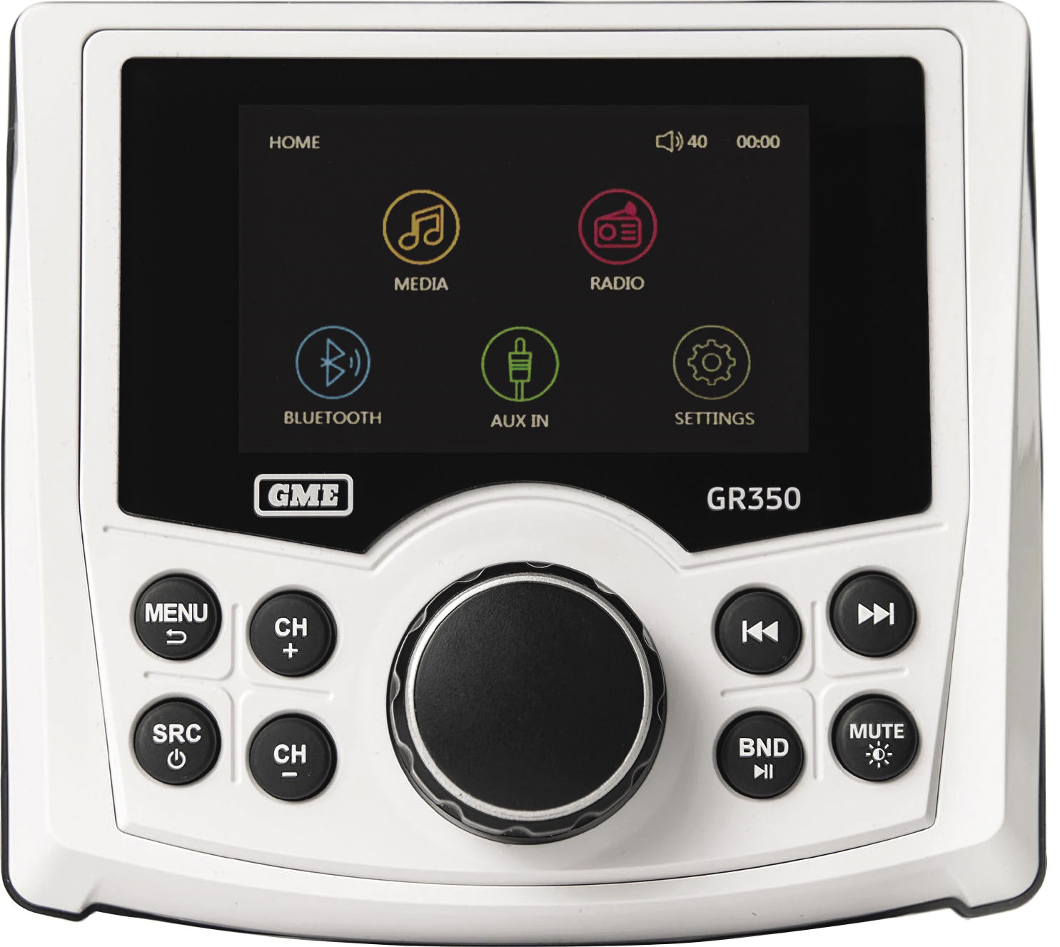 GME GR350BT Compact Marine AM/FM Stereo With Bluetooth Wireless Connectivity White