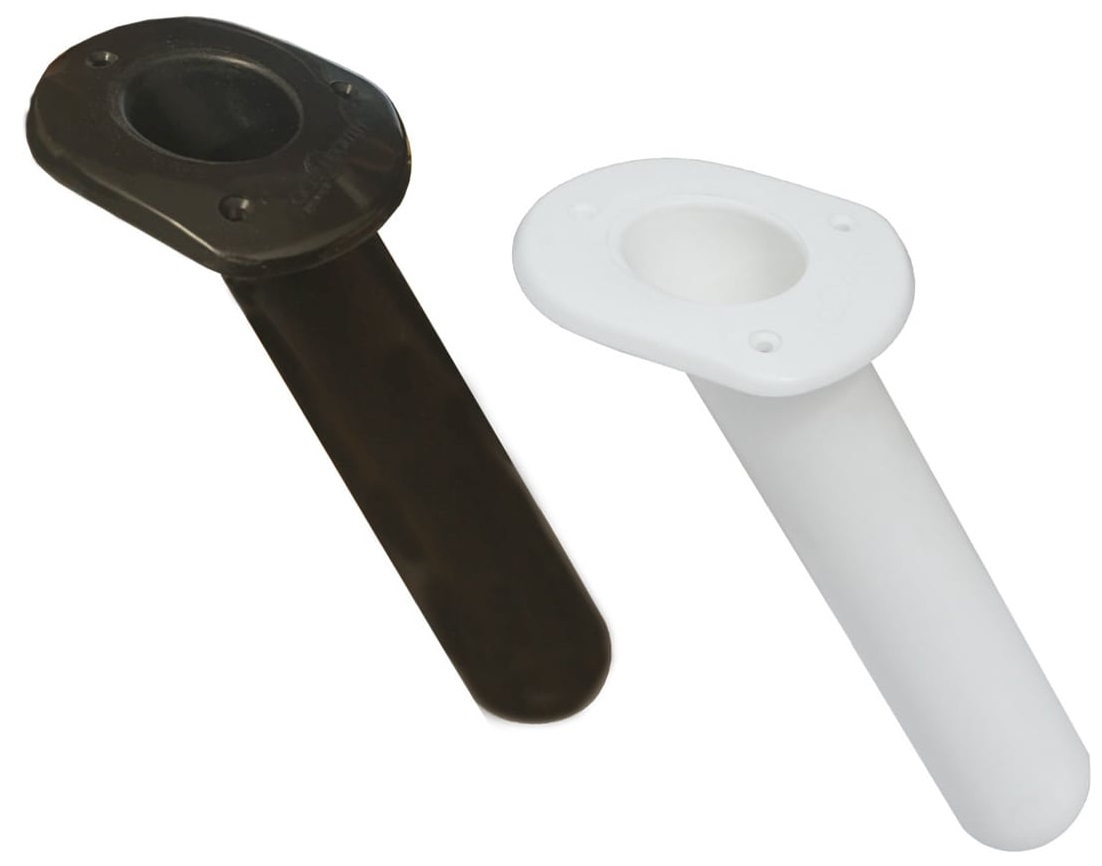 Port Lincoln Boat Supplies  Plastic Rod Holder Oval Flush Mount Angled 30  Degrees White Oceansouth