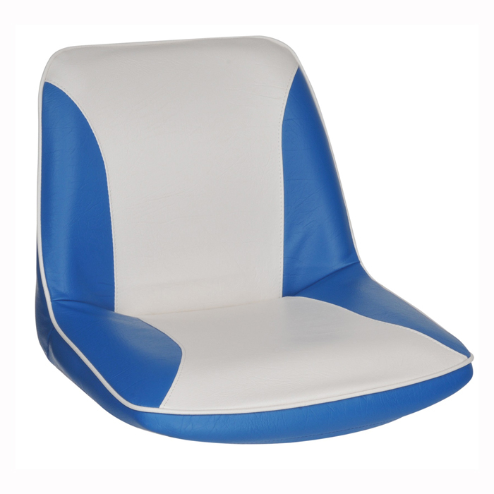 Moulded Tough Ergonomic Boat Seat With Blue And White Upholstery