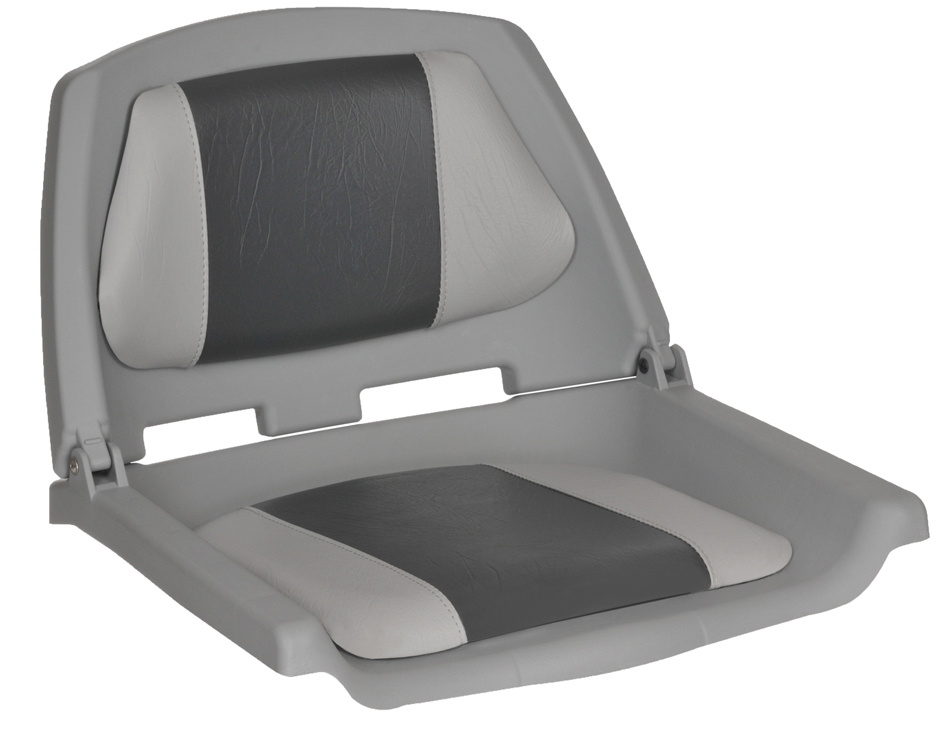 Padded Fishermans Upholstered Folding Boat Seat Charcoal With Grey
