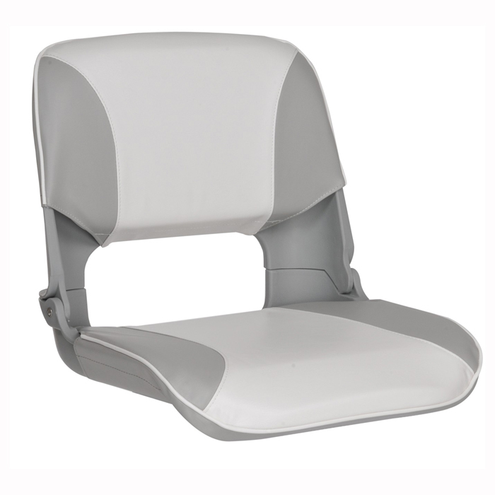 Folding Stylish Ergonomic High Back Skipper Boat Seat With Grey And White Three Panel Upholstery Oceansouth
