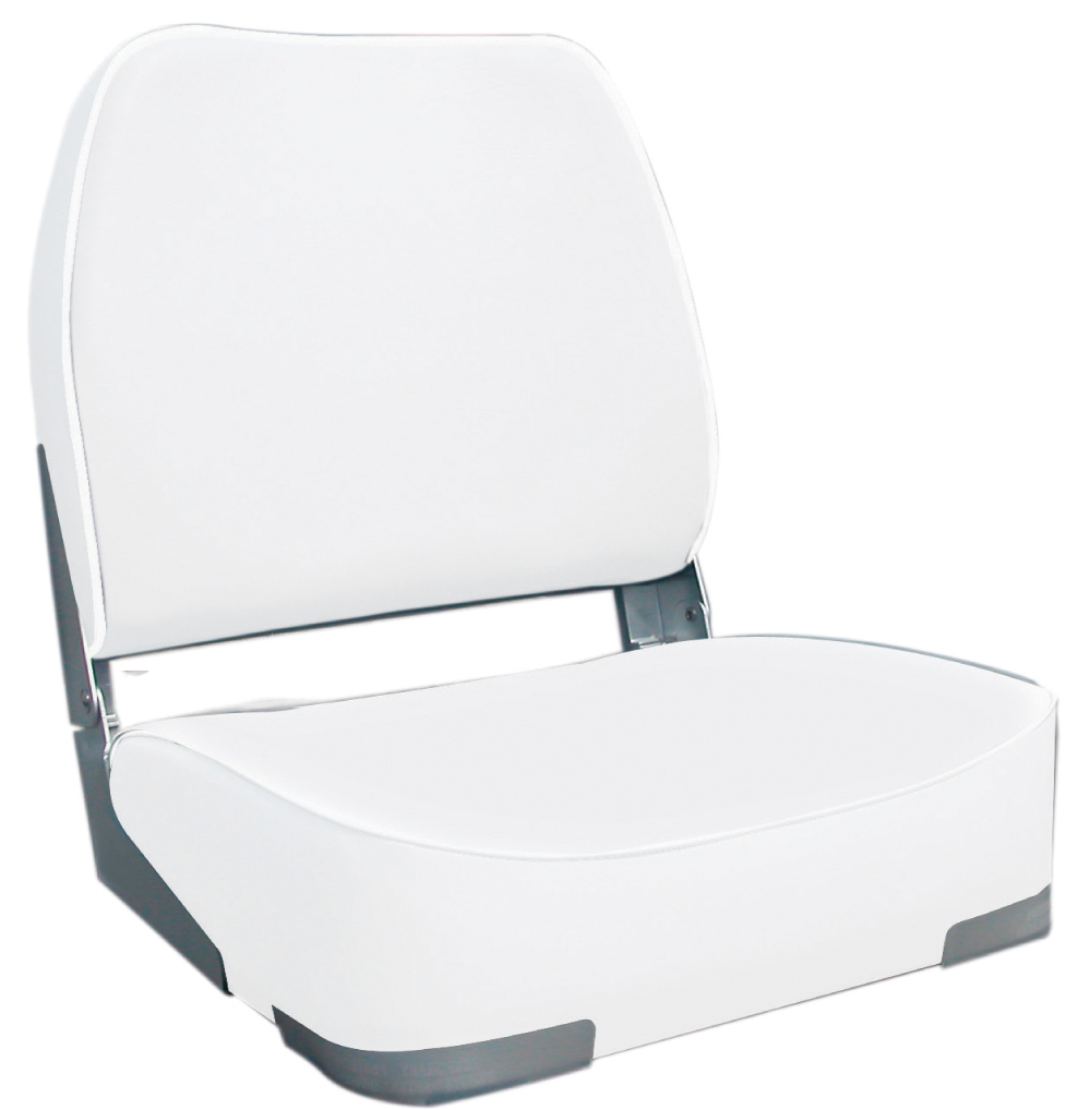 Deluxe Heavy Duty Padded White Upholstered Folding Boat Seat With Aluminium Hinges