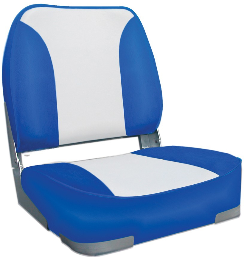 Deluxe Heavy Duty Padded White Blue Upholstered Folding Boat Seat With Aluminium Hinges