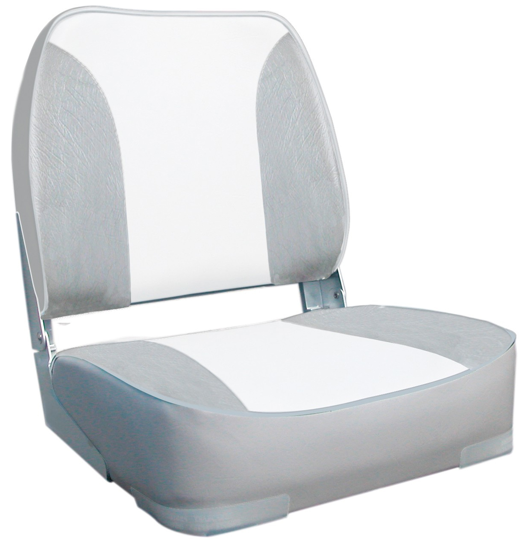 Deluxe Heavy Duty Padded White Grey Upholstered Folding Boat Seat With Aluminium Hinges