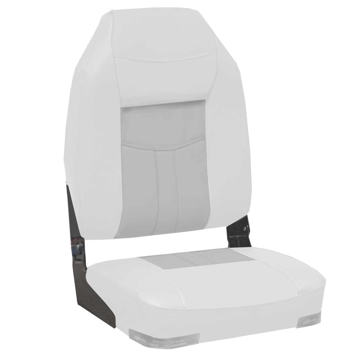 Deluxe High Back Upholstered Folding Seat With Aluminium Hinges White And Grey 
