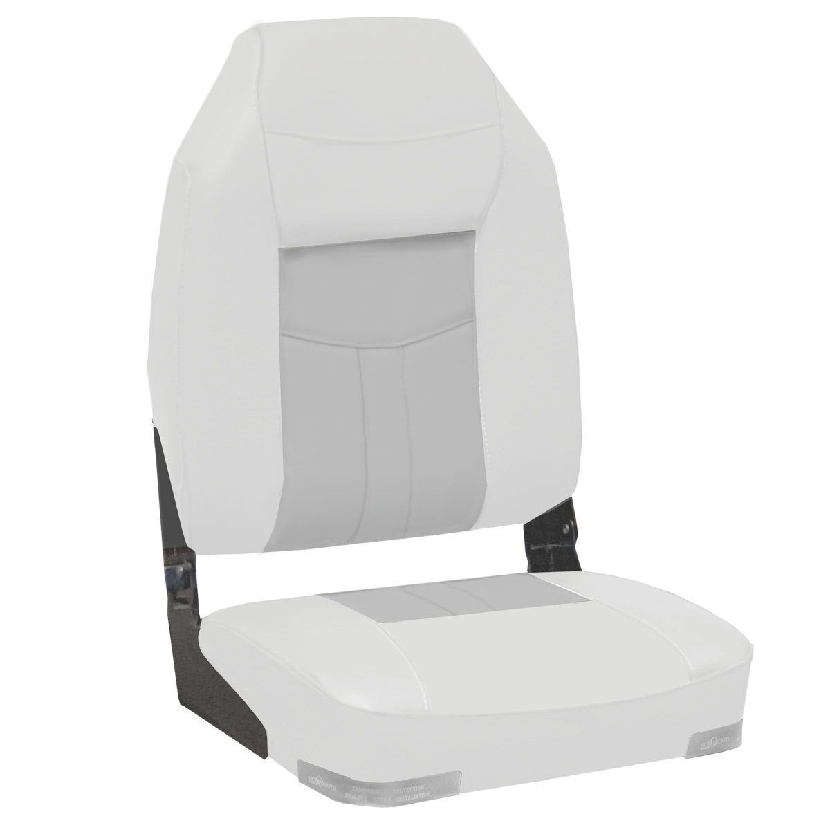 Deluxe High Back Upholstered Folding Seat With Aluminium Hinges White And Grey