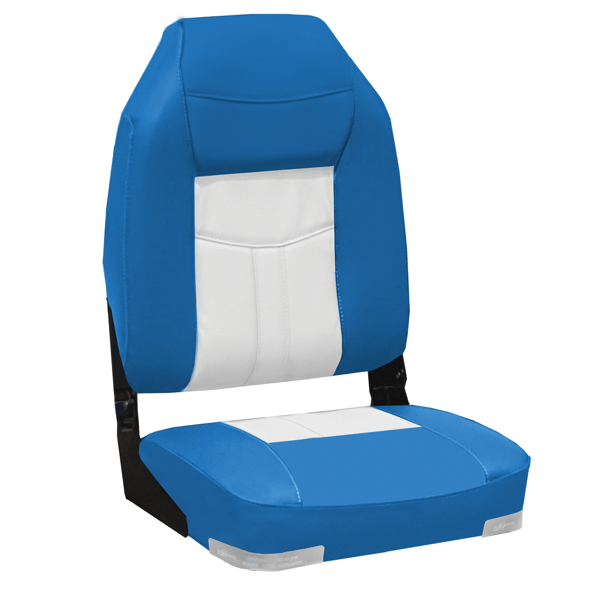 Deluxe High Back Upholstered Folding Seat With Aluminium Hinges Blue And White