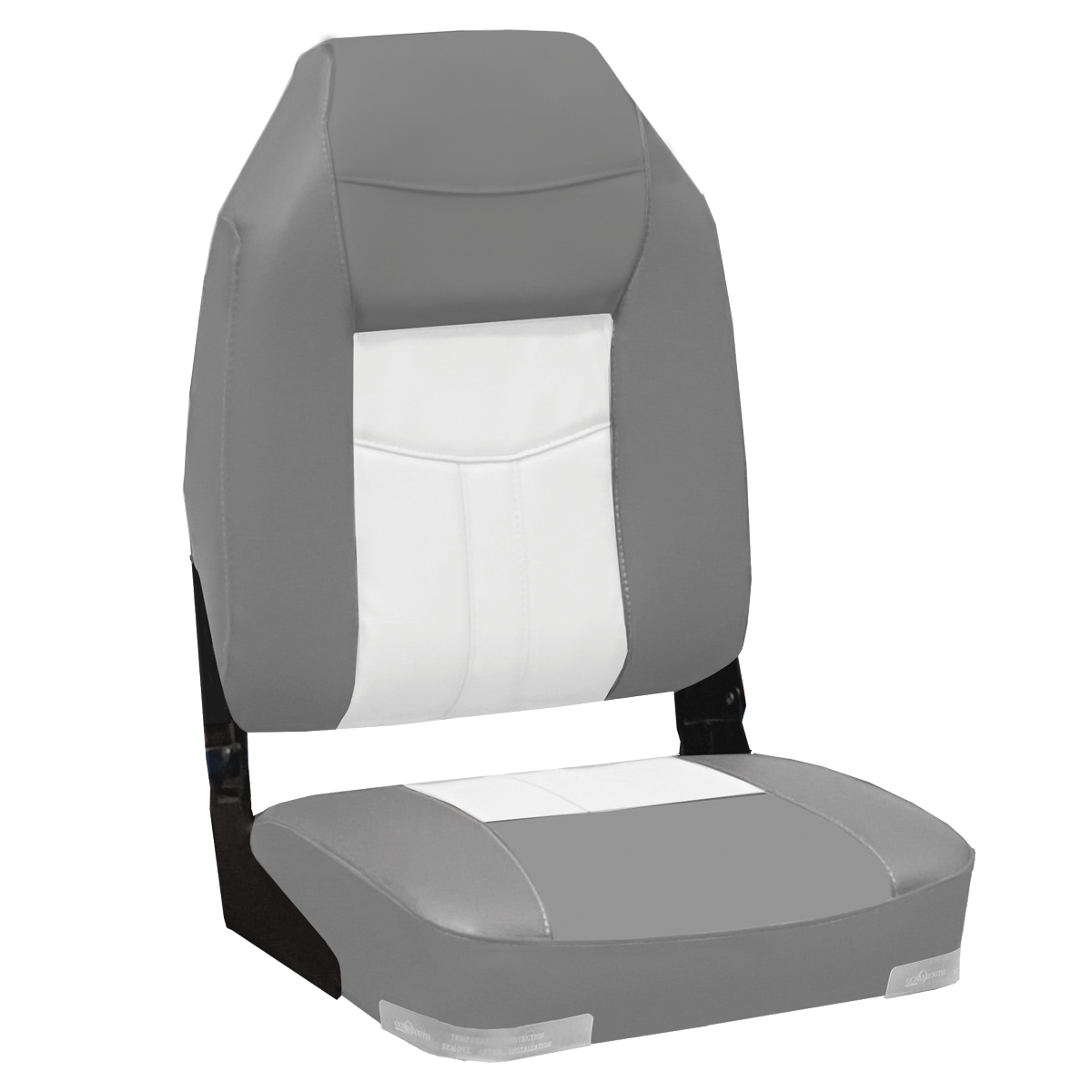 Deluxe High Back Upholstered Folding Seat With Aluminium Hinges Grey And White