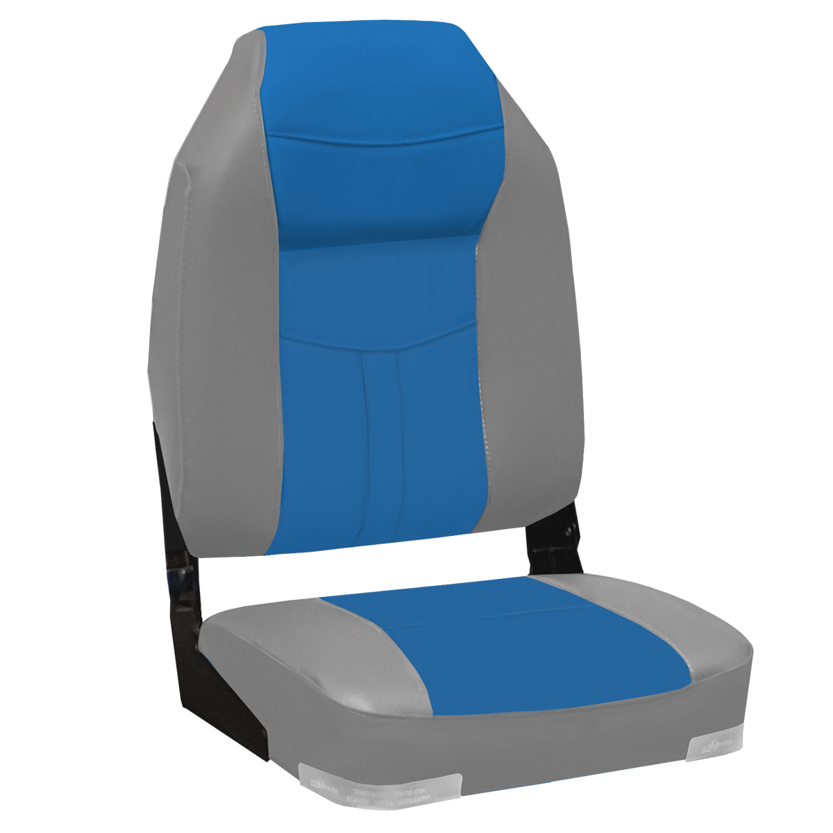 Deluxe High Back Upholstered Folding Seat With Aluminium Hinges  Grey And Blue