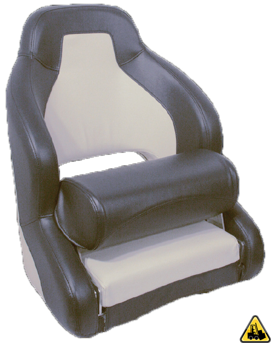 Heavy Duty Admiral Upholstered Helmsman Seat With Folding Bolster Charcoal And Light Grey