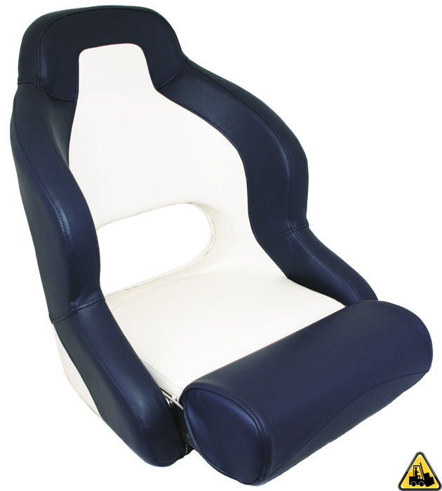 Heavy Duty Admiral Upholstered Helmsman Seat With Folding Bolster Dark Blue And White 