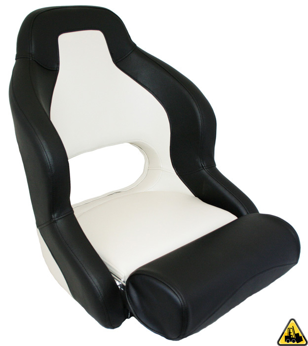 Heavy Duty Admiral Upholstered Helmsman Seat With Folding Bolster Black And Light Grey 