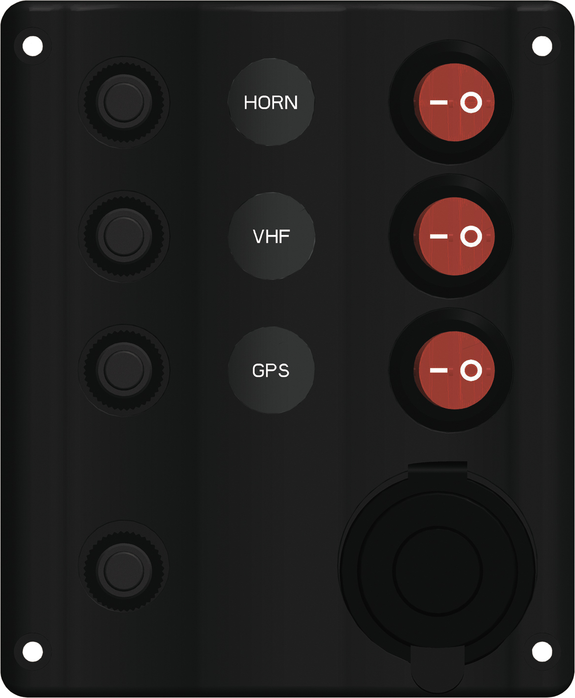 Switch Panel Deluxe LED Lit Switches And Circuit Breakers Plus Power Socket