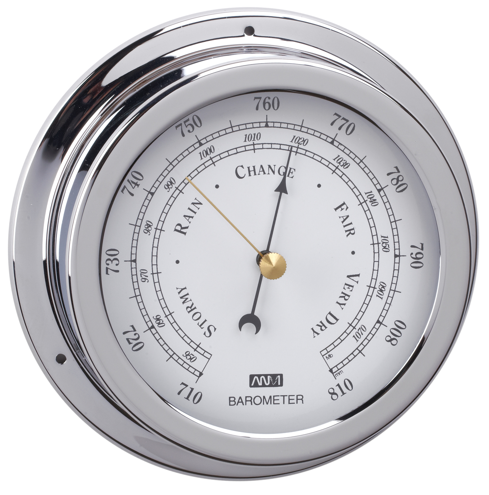 Chrome Brass Barometer 120mm Face 