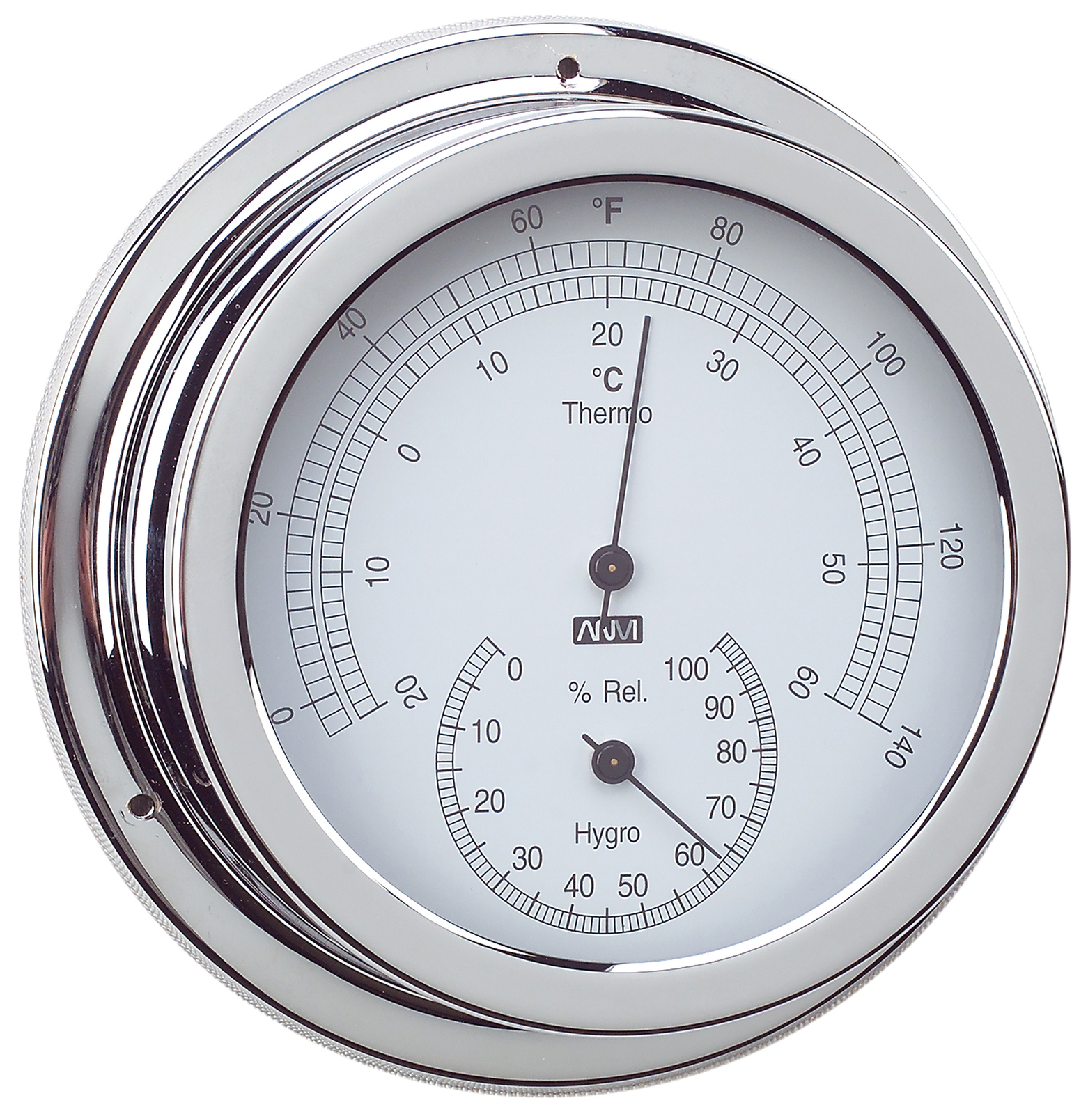 Chrome Brass Thermometer And Hygrometer 120mm Face 