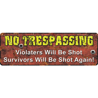 Tin Sign 'No Trespassing' Small