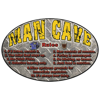 Tin Sign 'Man Cave' Large Oval