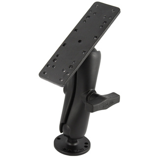 RAM Mount 1.5" (38mm) Ball Mount with 158mm x 50mm Rectangle Base, STANDARD LENGTH Double Socket Arm & 63mm Round Base