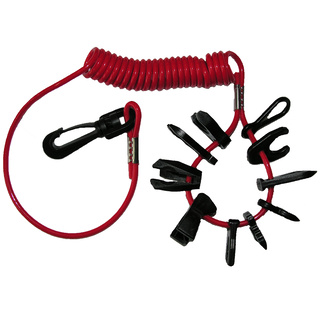 10 Key Emergency Cut-Off Kill Switch Key Kit With Coiled Safety Lanyard And Convenient Swivel Snap Hook